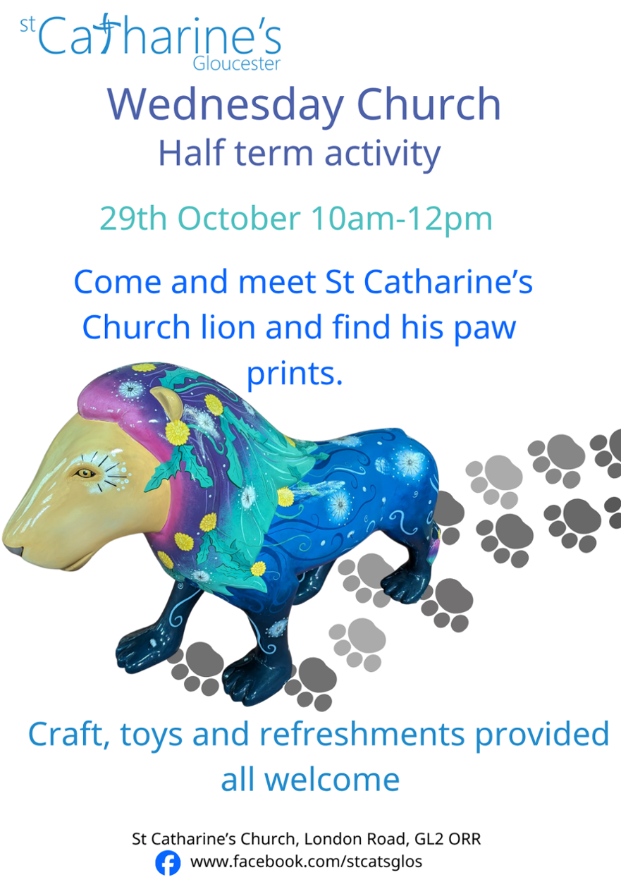 Come and join us to meet St Catharine’s church lion find his paw prints.